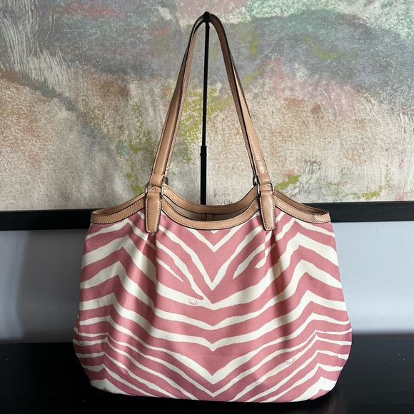 Coach Devon Pink and Cream Zebra Tote 2013 - Picture 5 of 15